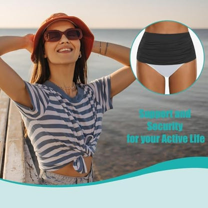 Model wearing the LKLKKC stealth ostomy belt under clothing for discretion.