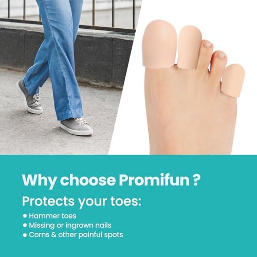 Six pairs of soft gel toe caps in skin color for ingrown nails