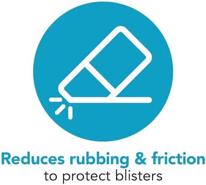 Hydrocolloid bandage being applied to a heel for friction relief.
