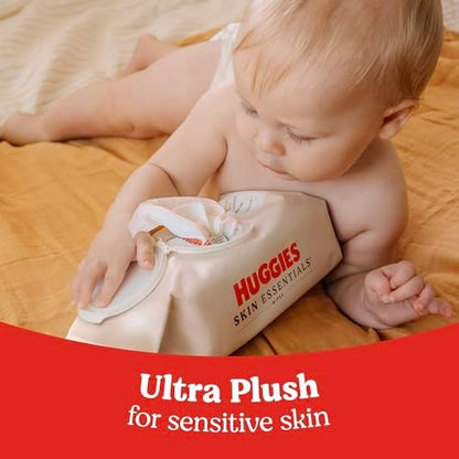 Close up of Huggies Skin Essentials flip top lid opening mechanism for freshness