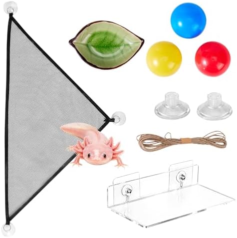 Swirge mesh resting hammock attached to aquarium glass wall with strong suction cups.