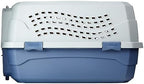 Amazon Basics dog and cat airline carrier being carried by the heavy duty top handle