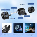 Hygger water circulation pump mounted on tank glass with the vibration absorbing cotton pad visible.