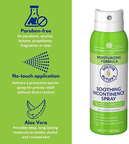 Doctor Butler's touchless skin barrier spray continuous mist application for sensitive skin.