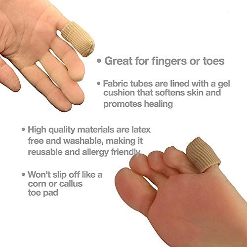 Six pieces of tan fabric toe protectors displayed in original packaging.