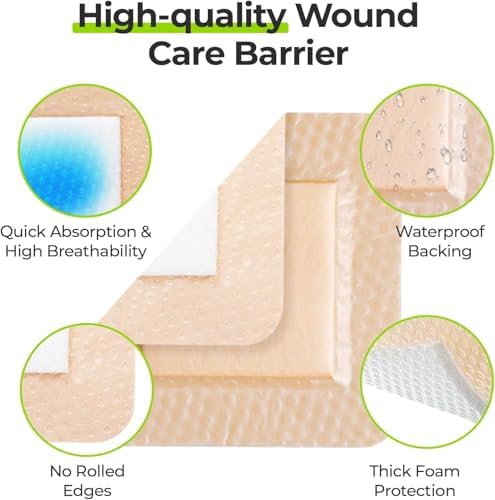 Waterproof medical bandage with large adhesive border close up