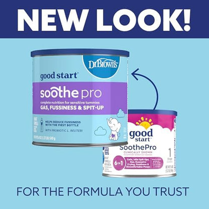 Dr Browns Soothe Pro baby formula sensitive tummy labeling close up