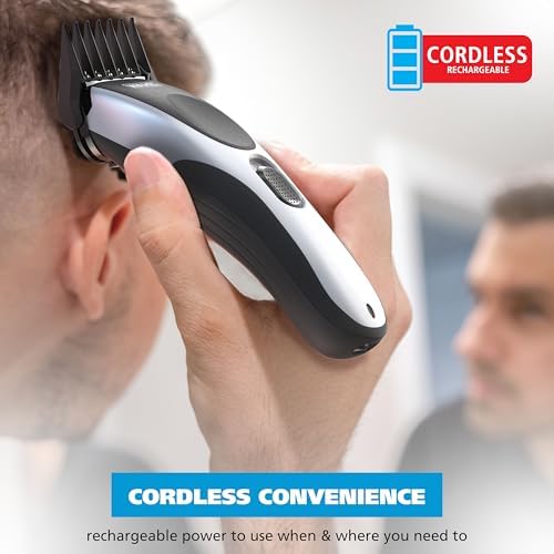 Wahl rechargeable men's grooming tool showcasing the adjustable thumb taper lever.