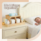 Three Colors Wooden Diaper Caddy Organizer top angle showing compartments
