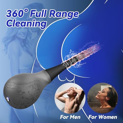 Silicone enema kit with 5-spout nozzle attachment for 360-degree cleaning.