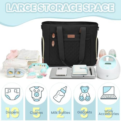 Interior view of Pritent diaper bag with laptop sleeve
