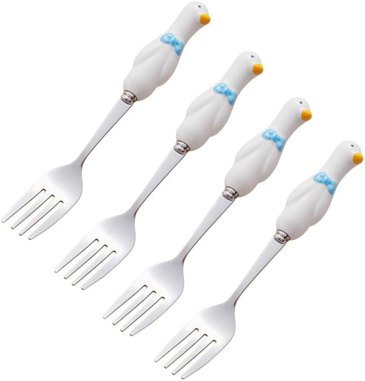 Royal Shang Youpin 4 Piece Cartoon Ceramic Stainless Steel Cutlery Set front view