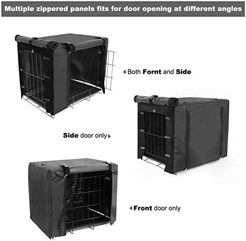 Femuar premium crate cover with both zipper doors fully open showcasing pet access points.