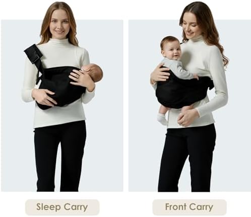 BAMBORA breathable cotton blend infant wrap showing side position hold.