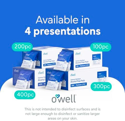 OWELL antiseptic swabs being used for prepping skin prior to a medical injection.