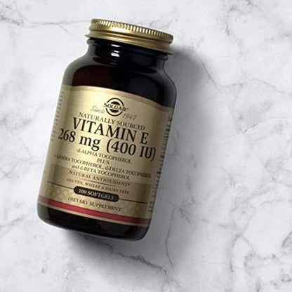 Premium glass packaging of Solgar Vitamin E supplement