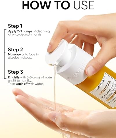 Skintific Centella Deep Cleansing Oil side profile with size details