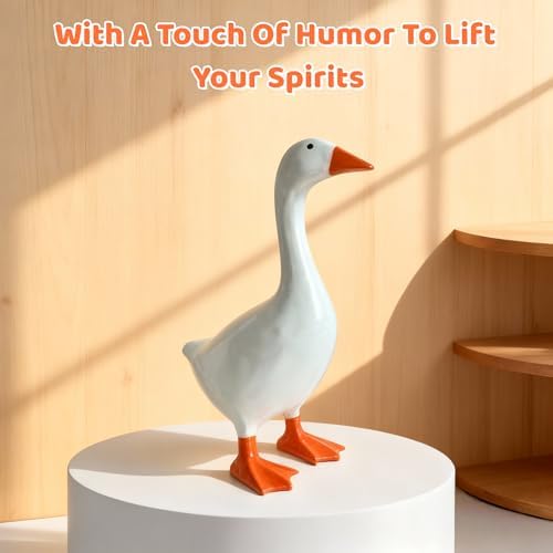 7 inch white resin goose statue for home decor