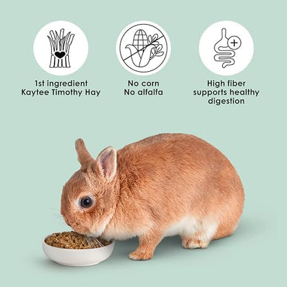Feeding directions and nutritional facts on Kaytee adult rabbit food package.