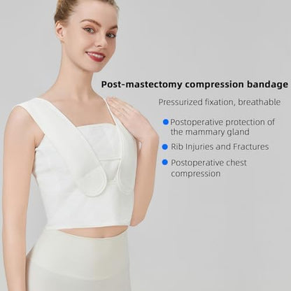 White medical chest compression strap with adjustable Velcro closure.