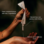 Zensa hypoallergenic numbing cream with Vitamin E detailed ingredient list label view