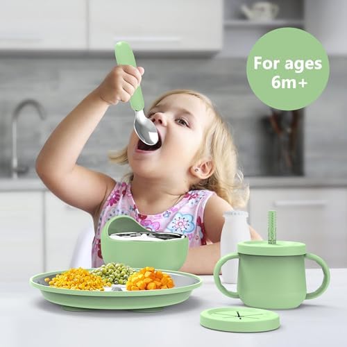 Hepotk baby feeding set with suction plate and stainless steel utensils