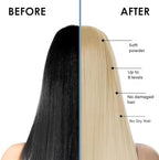 Close up view of the dust free Odeon professional lightener powder showing its fine texture designed for salon quality blonding.