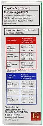Grandall lice and nit treatment packaging showing English and Spanish instructions