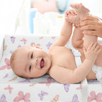 Sweet Jojo Designs watercolor butterfly baby diaper table mat cover closeup