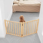 YOCAN non painted natural pine wood folding puppy gate close up view