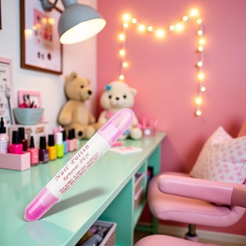 Using pink nail polish corrector pen to clean nail cuticle edges