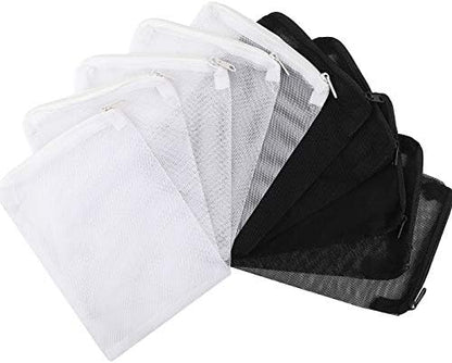 DEPEPE 10 piece aquarium mesh bags with non-metallic plastic zippers for fish tank filtration.