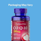 Puritan's Pride Q-SORB CoQ10 200mg 120 softgels back label nutrition facts panel