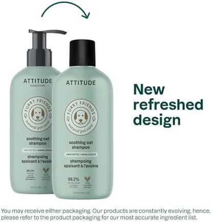 Vegan and cruelty-free pet shampoo with colloidal oatmeal ingredients