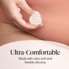 Top view of the ultra soft Cora period cup rim made of medical grade silicone.