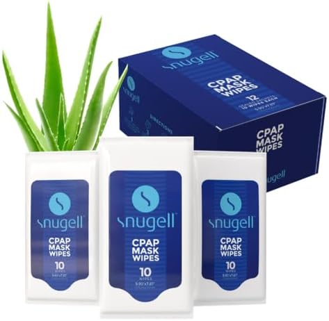 Snugell Unscented Travel CPAP Mask Wipes front view of 12 pack box.