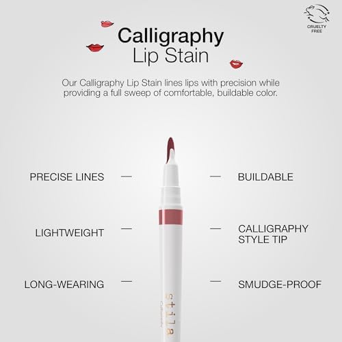 stila Calligraphy Lip Stain Long-Lasting Tint, Moisturizing, Transfer-Proof, Lightweight, Sheer Buildable Color, Fades to a Natural Wash of Colors - Image 4