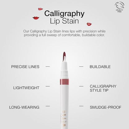 stila Calligraphy Lip Stain Long-Lasting Tint, Moisturizing, Transfer-Proof, Lightweight, Sheer Buildable Color, Fades to a Natural Wash of Colors - Image 4