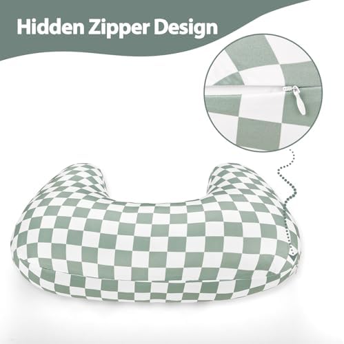 Side view of stretchy nursing pillow cover for breastfeeding
