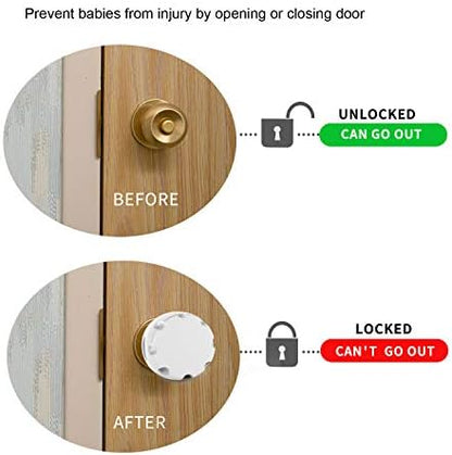Adult hand using door knob with Uxoz safety cover installed