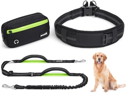 Pecute waist dog leash with detachable utility storage pouch