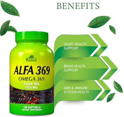 Premium dietary supplement softgels by Alfa Vitamins containing USA formulated essential fatty acids.