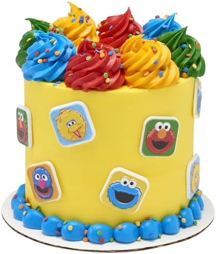 Close up of colorful Sesame Street character cupcake rings