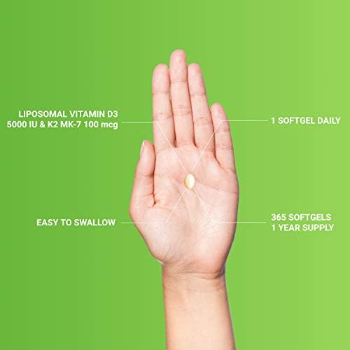 UpNourish 365 mini softgels bottle detailing the one year supply for optimal bone density and immune wellness support