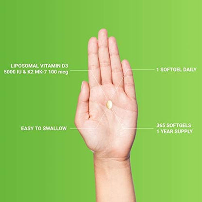 UpNourish 365 mini softgels bottle detailing the one year supply for optimal bone density and immune wellness support