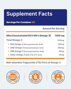 Back panel details of OmegaVia dietary supplement bottle