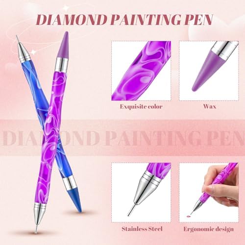 Silver metal storage case open with four classic colored dual ended wax pencils for diamond painting and nail crafts.