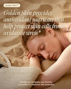 Ecosh Golden Skin supplement bottle displayed in a bright setting