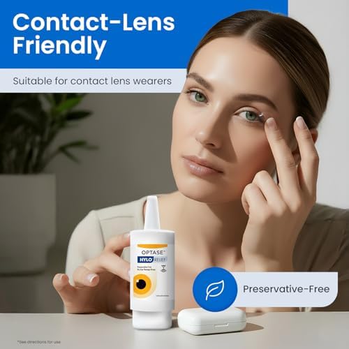 Optase Hylo Relief eye drops bottle for contact lens compatible hydration.