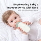 Angled view of Momcozy natural flow baby bottle teat showcasing the wide neck base design.